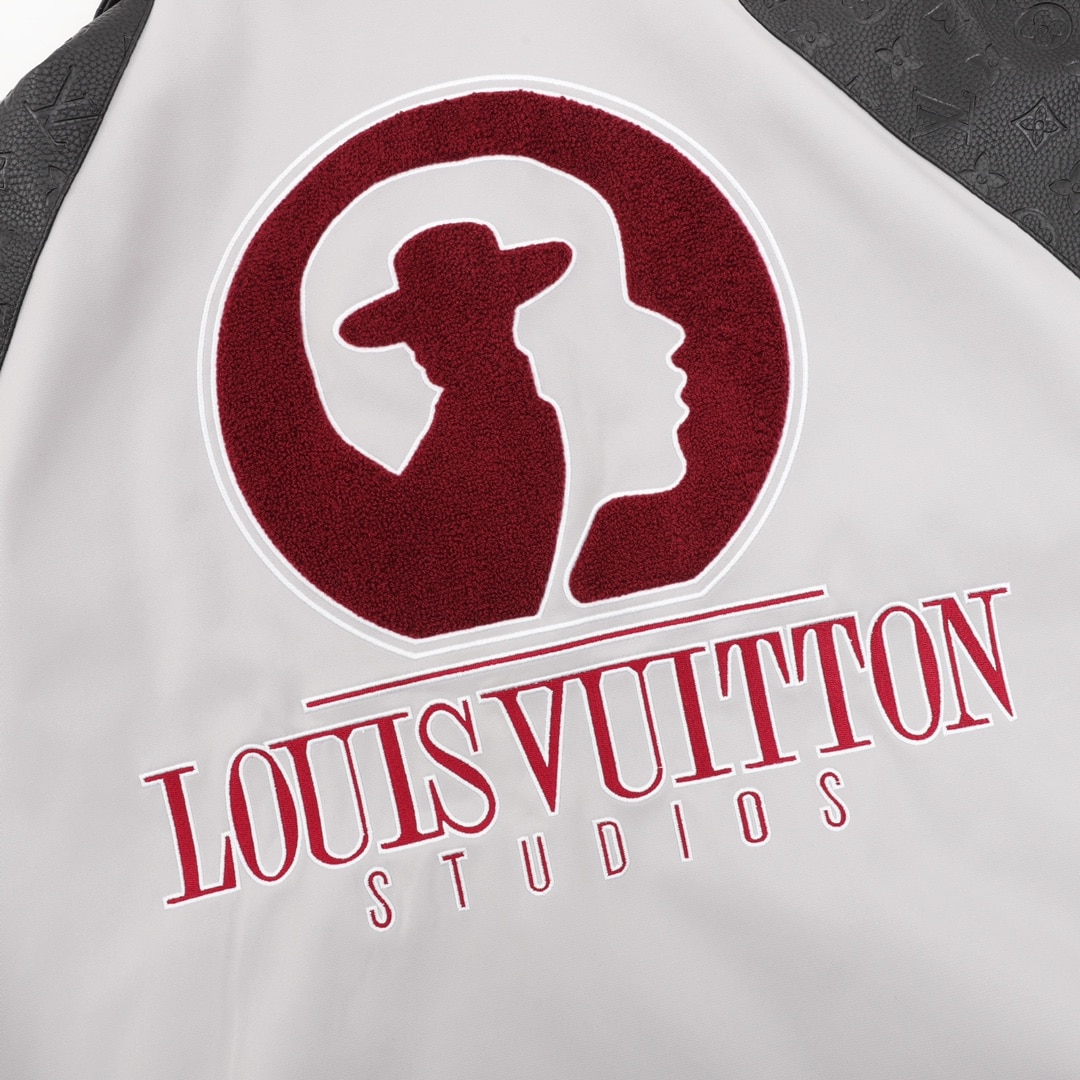 "Louis Vutton路易威登 老花皮袖拼接棒球服外套" -
