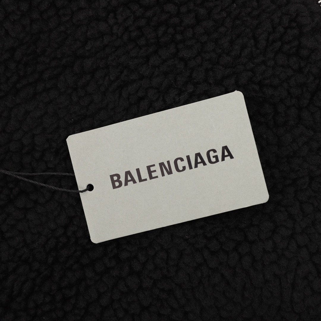 Balenciaga巴黎世家BLCG 23新款 泰迪羊羔毛袖标拉链连帽外套 -