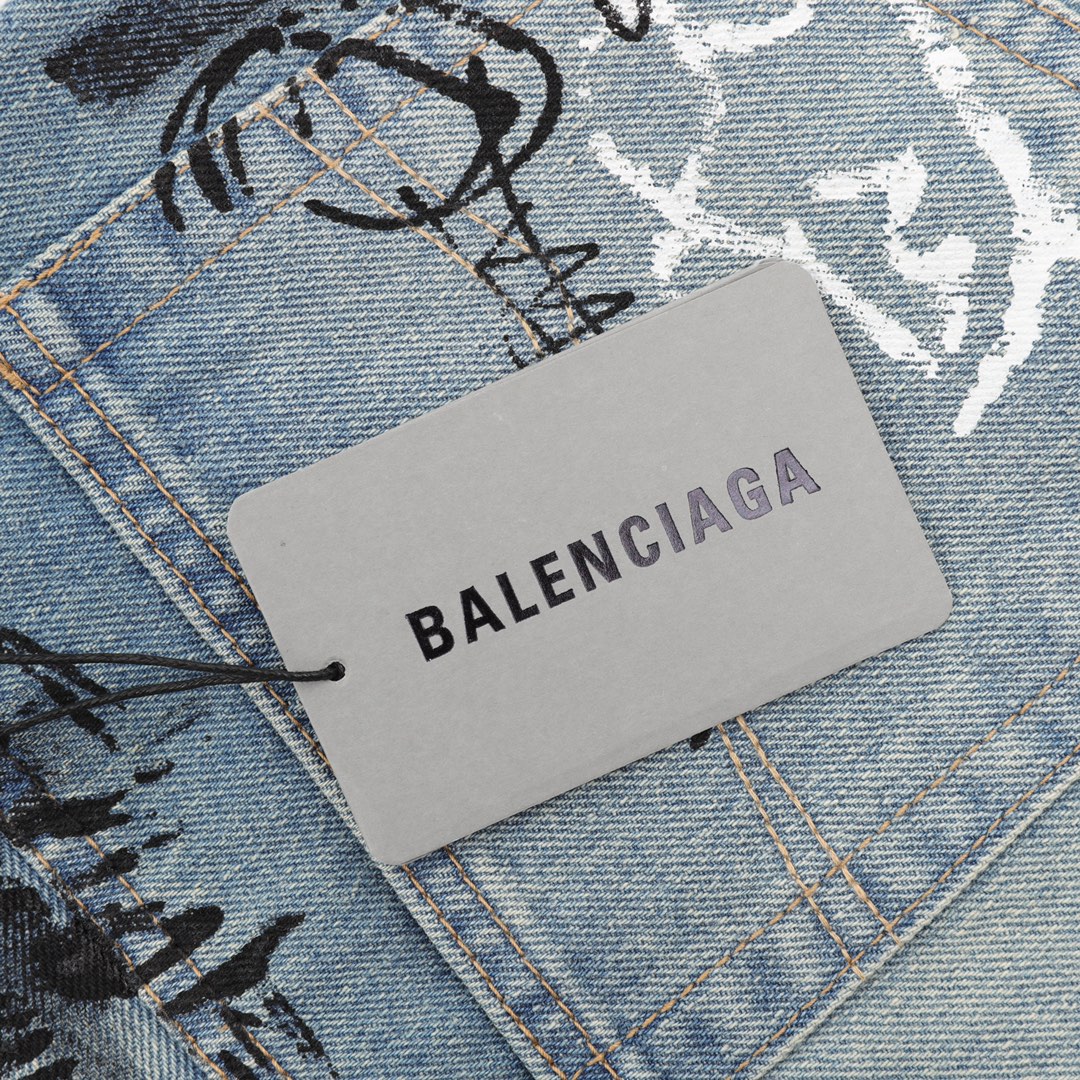 Balenciaga巴黎世家BLCG23FW 涂鸦牛仔裤 -