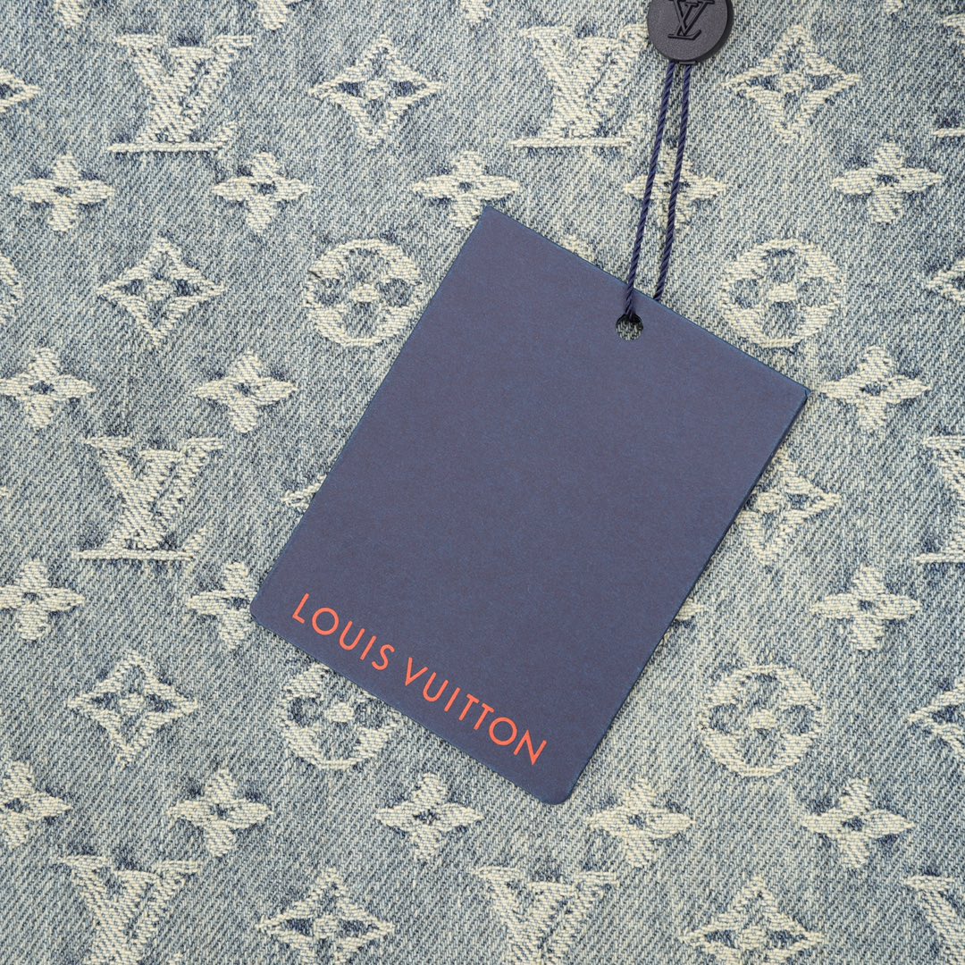 Louis Vuitton/路易威登LV满印提花直筒水洗牛仔长裤 -